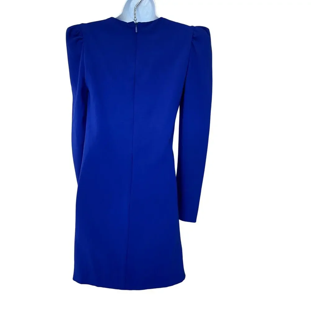 Pinko Blue Twist Sheath Dress Size 4 Career Polished Long Sleeve Designer $375 - Picture 6 of 9